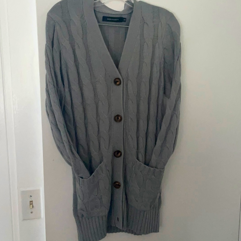 Light grey cable knit cardigan